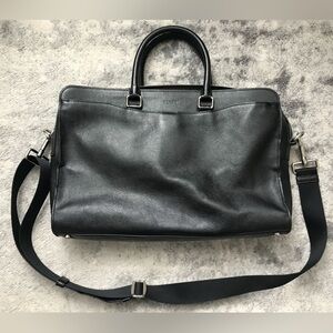 COACH F73524 Beckett Large Brief Black Leather Briefcase Laptop Bag Messenger